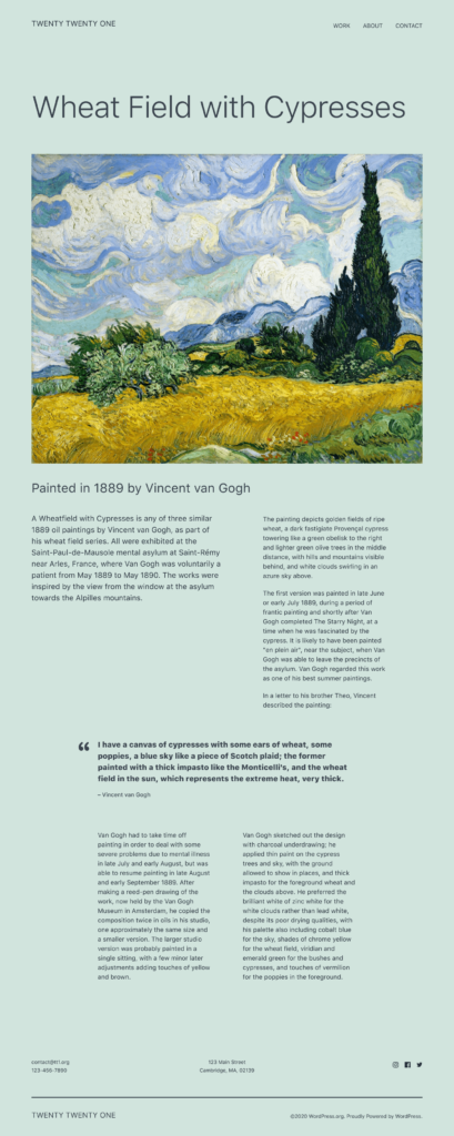 Page twenty twenty 0ne theme wpspice