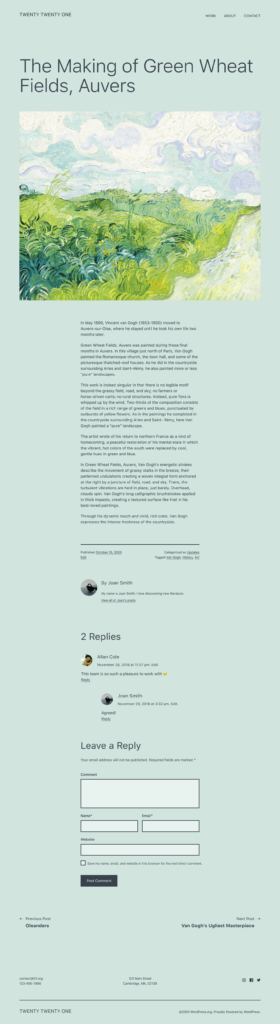 Post twenty twenty 0ne theme wpspice