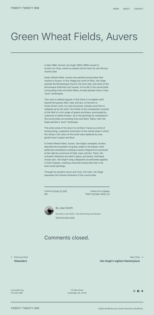 Post v 2 twenty twenty 0ne theme wpspice