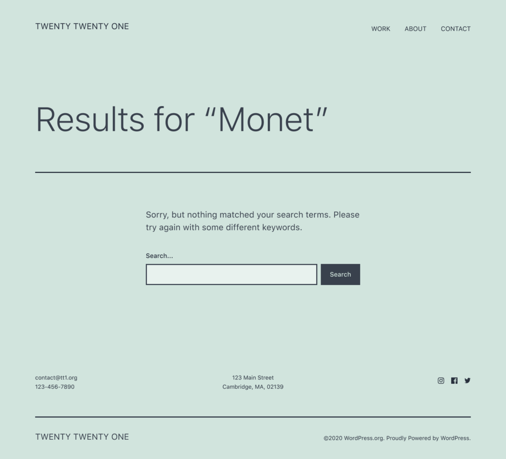 Search Results_ No Results twenty twenty 0ne theme wpspice